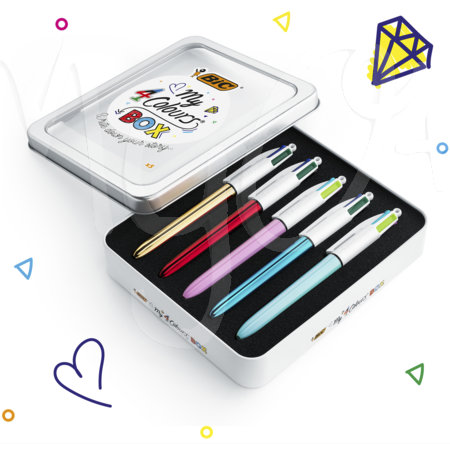 4 Colours Collection Box, Contiene 5 Penne a Sfera 4 Colours in Speciale Confezione in Metallo