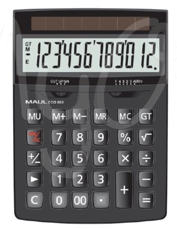 Calcolatrice ECO 850 da Tavolo, Display da 12 Cifre, Colore Nero