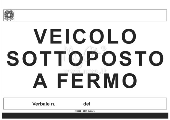 CARTELLO ADESIVO ANTICONTRAFFAZIONE FERMO VEICOLO (CONF. 10 PZ)