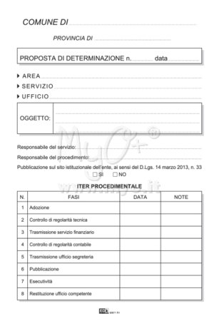 PROPOSTA DI DETERMINAZIONE COMUNALE - (CONF. DA 50 PZ.)
