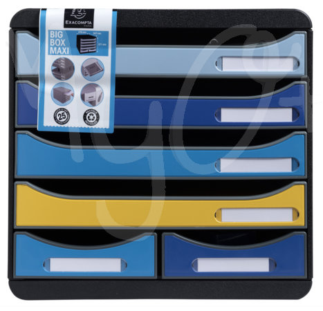 Cassettiera Big Box Maxi Bee Blue, 6 Cassetti, in Plastica Riciclata