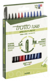 Penna Tratto 1 Green, Twist, a Sfera, Punta Media, Tratto 0,5 mm, Vari Confezionamenti, 12 assortiti