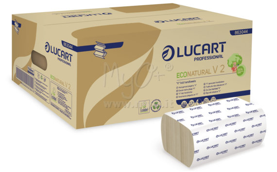 Asciugamani Monouso EcoNatural Piegati a "V", 3800 Pezzi, 100% Carta Riciclata Avana