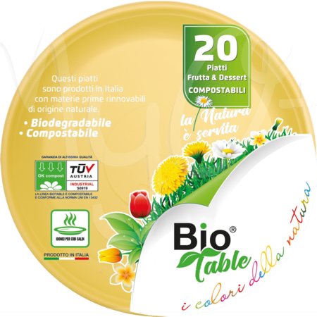 Piatti Rigidi Frutta in Bioplastica, Diametro cm16,5, Confezione pezzi 20