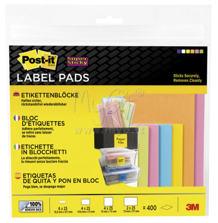 Post-it® Super Sticky, Etichette Rimovibili, Vari Formati
