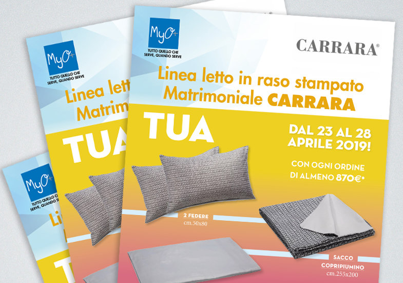 Promozione MyO Completo Letto in Raso stampato Matrimoniale CARRARA! 2019